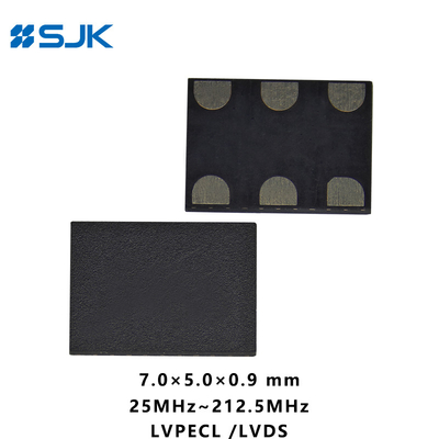 SMD 7050 Programmable MEMS LVPECL Oscillator met 6 Pads Ondersteuning 1-220MHz 2.25-3.63V